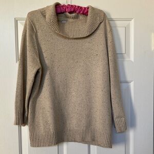 Charter Club Beige with a Gold shimmer Cowl Neck Sweater